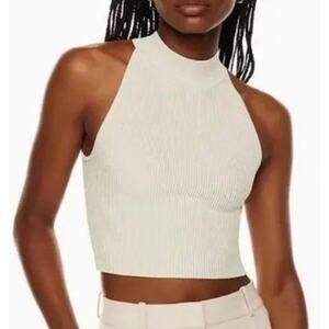 Aritzia Babaton Cream Sculpt Rib Knit top Size M